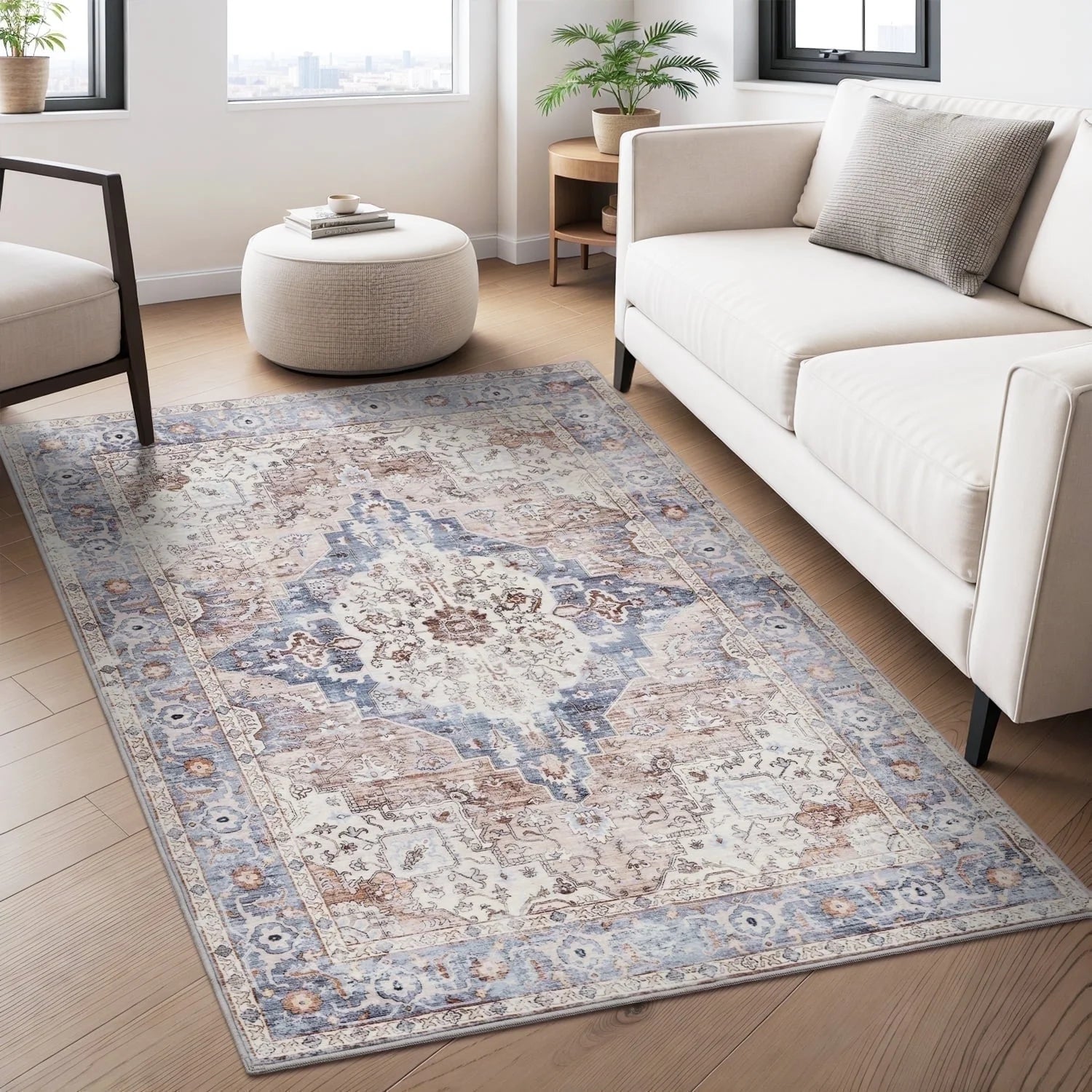VUNATE 3'X5'Rugs for Living Room Washable Rugs Floral Vintage Area Rug Botanical Indoor Carpet Soft Rugs for Bedroom Office Entryway Kitchen Laundry Room Accent Rug Contemporary Home Decor Green
