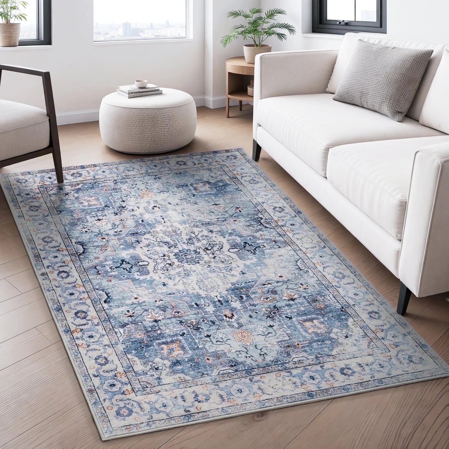 VUNATE 3'X5'Rugs for Living Room Washable Rugs Floral Vintage Area Rug Botanical Indoor Carpet Soft Rugs for Bedroom Office Entryway Kitchen Laundry Room Accent Rug Contemporary Home Decor Green