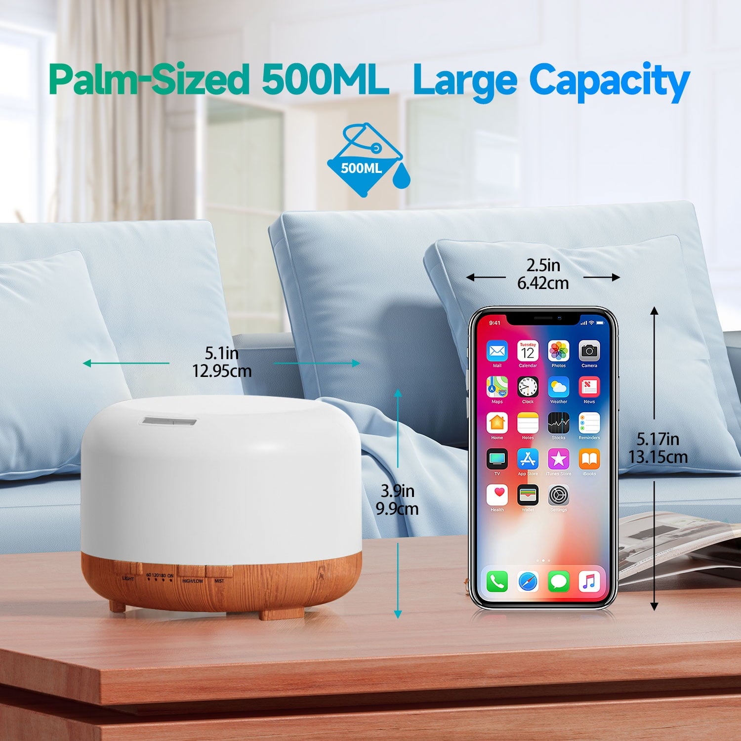  500ml Water Scent Diffuser with Remote and 6 Essential Oils