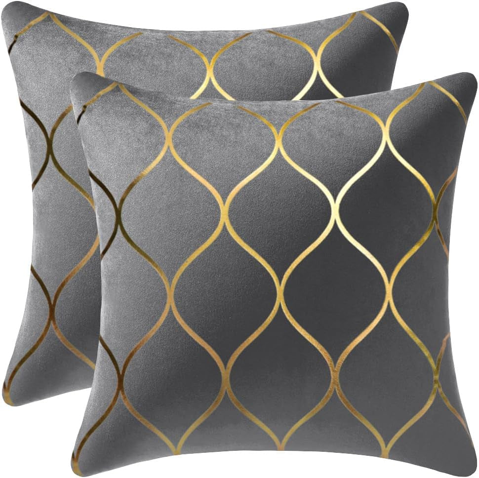 Gold Velvet Throw Pillow Covers (Set of 2)