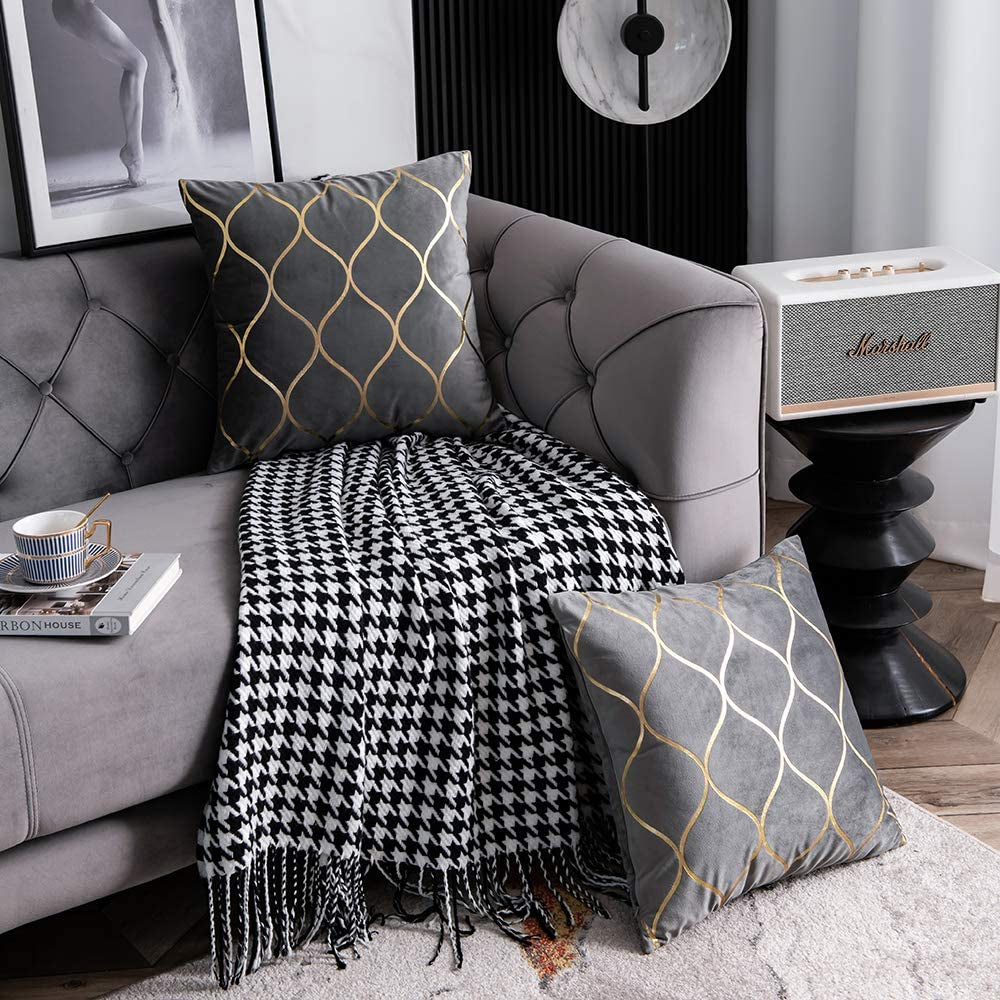 Gold Velvet Throw Pillow Covers (Set of 2)