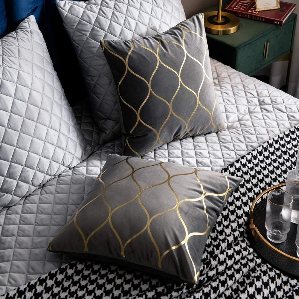 Gold Velvet Throw Pillow Covers (Set of 2)