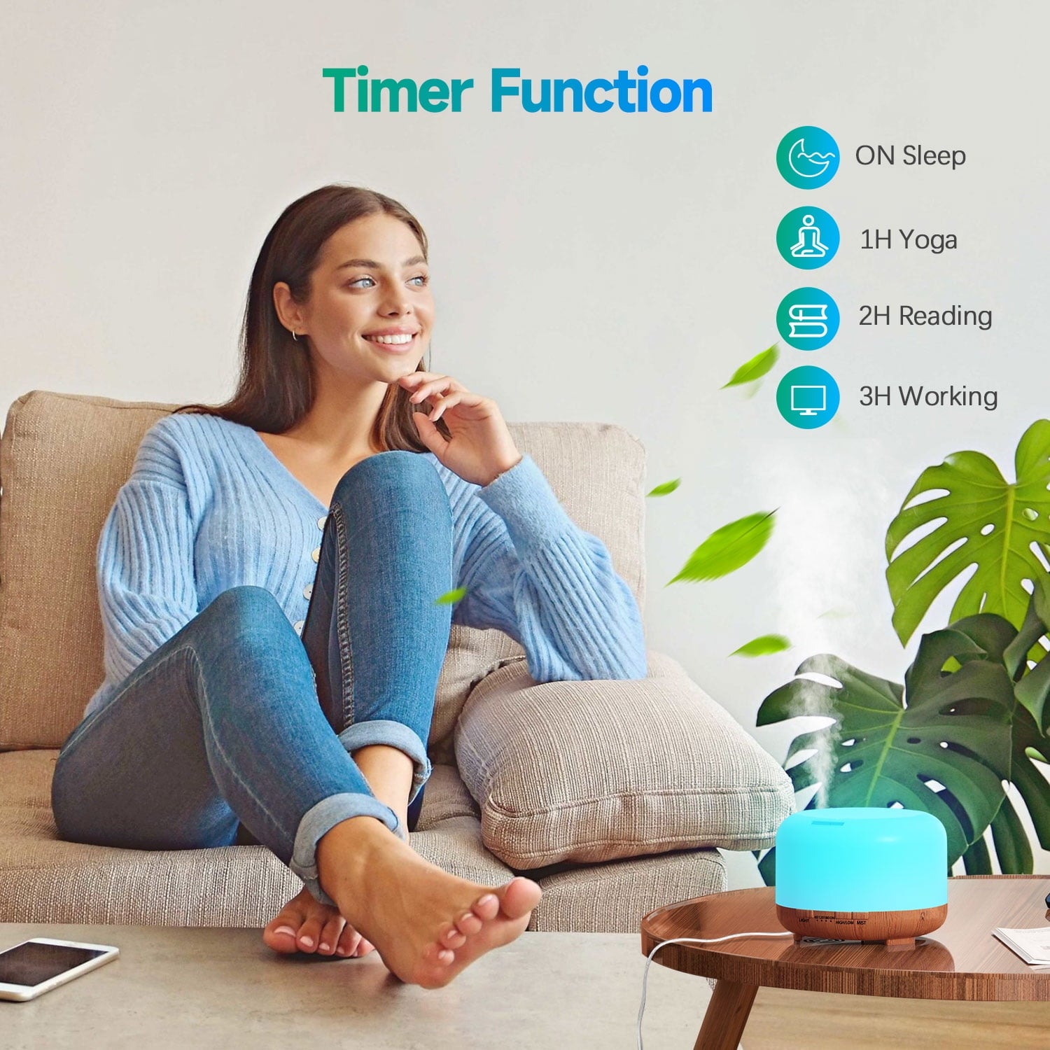  500ml Water Scent Diffuser with Remote and 6 Essential Oils
