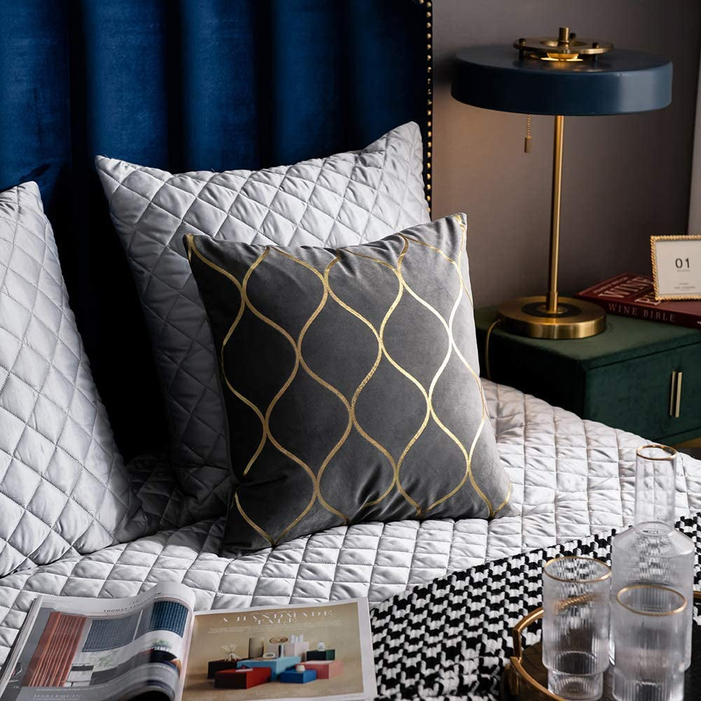 Gold Velvet Throw Pillow Covers (Set of 2)
