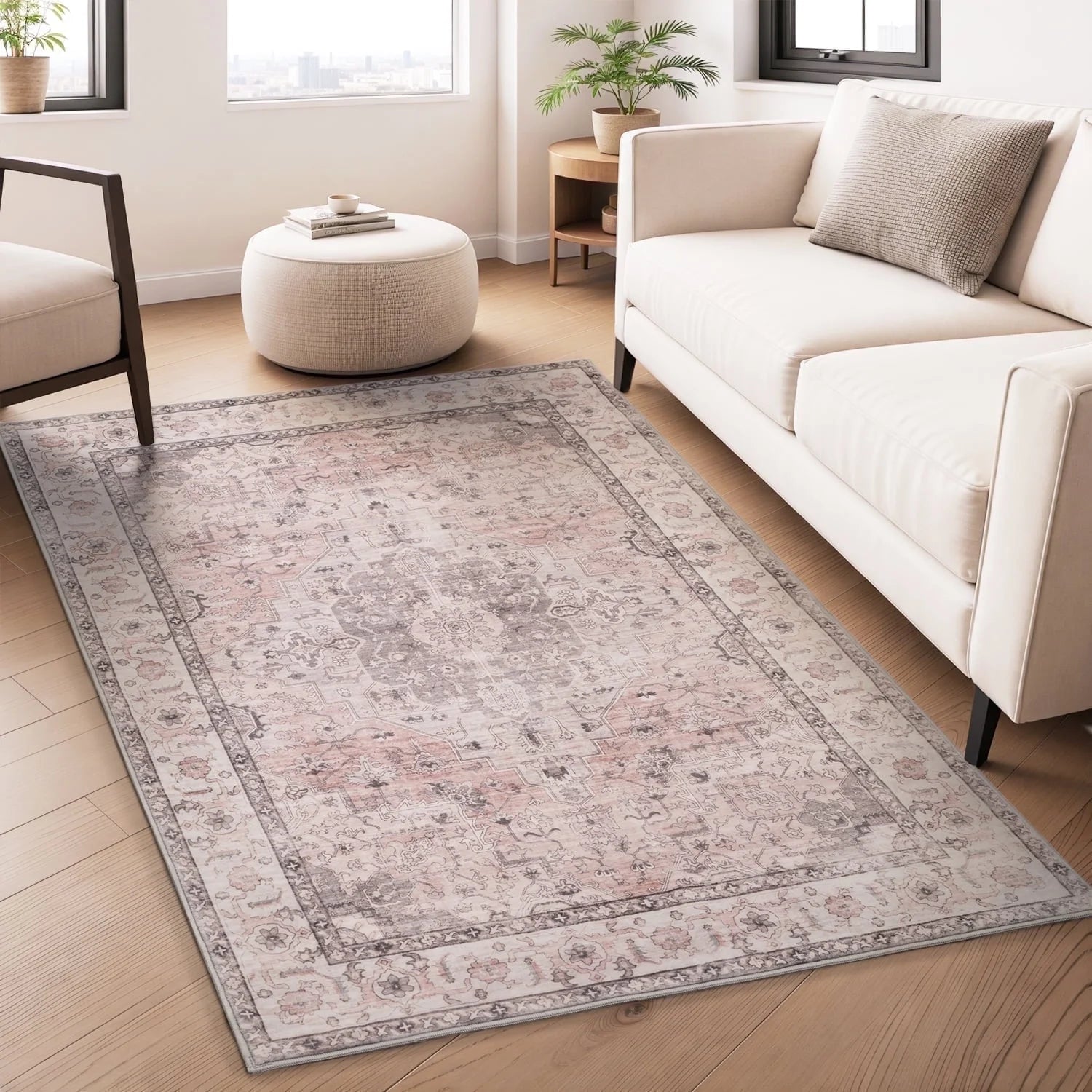 VUNATE 3'X5'Rugs for Living Room Washable Rugs Floral Vintage Area Rug Botanical Indoor Carpet Soft Rugs for Bedroom Office Entryway Kitchen Laundry Room Accent Rug Contemporary Home Decor Green