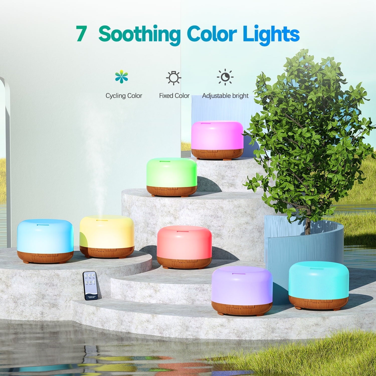  500ml Water Scent Diffuser with Remote and 6 Essential Oils